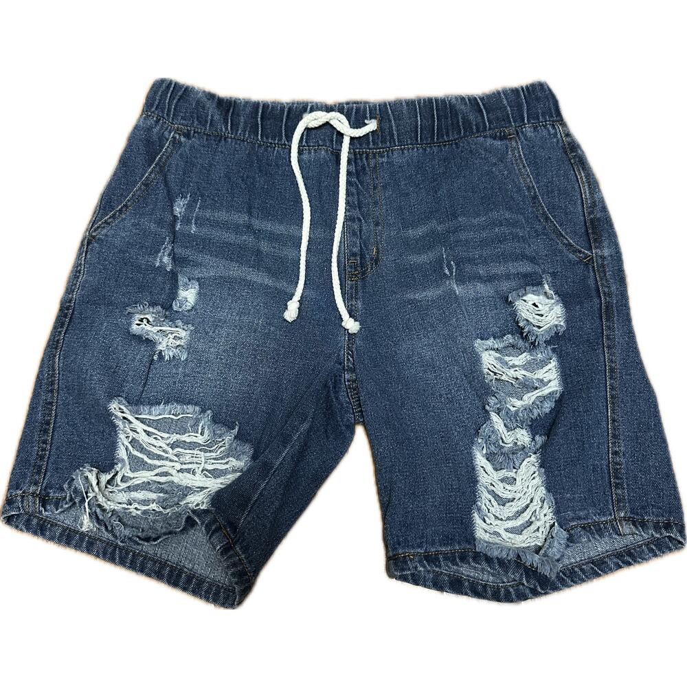 JW Signature Distressed Denim Shorts Blue Size M